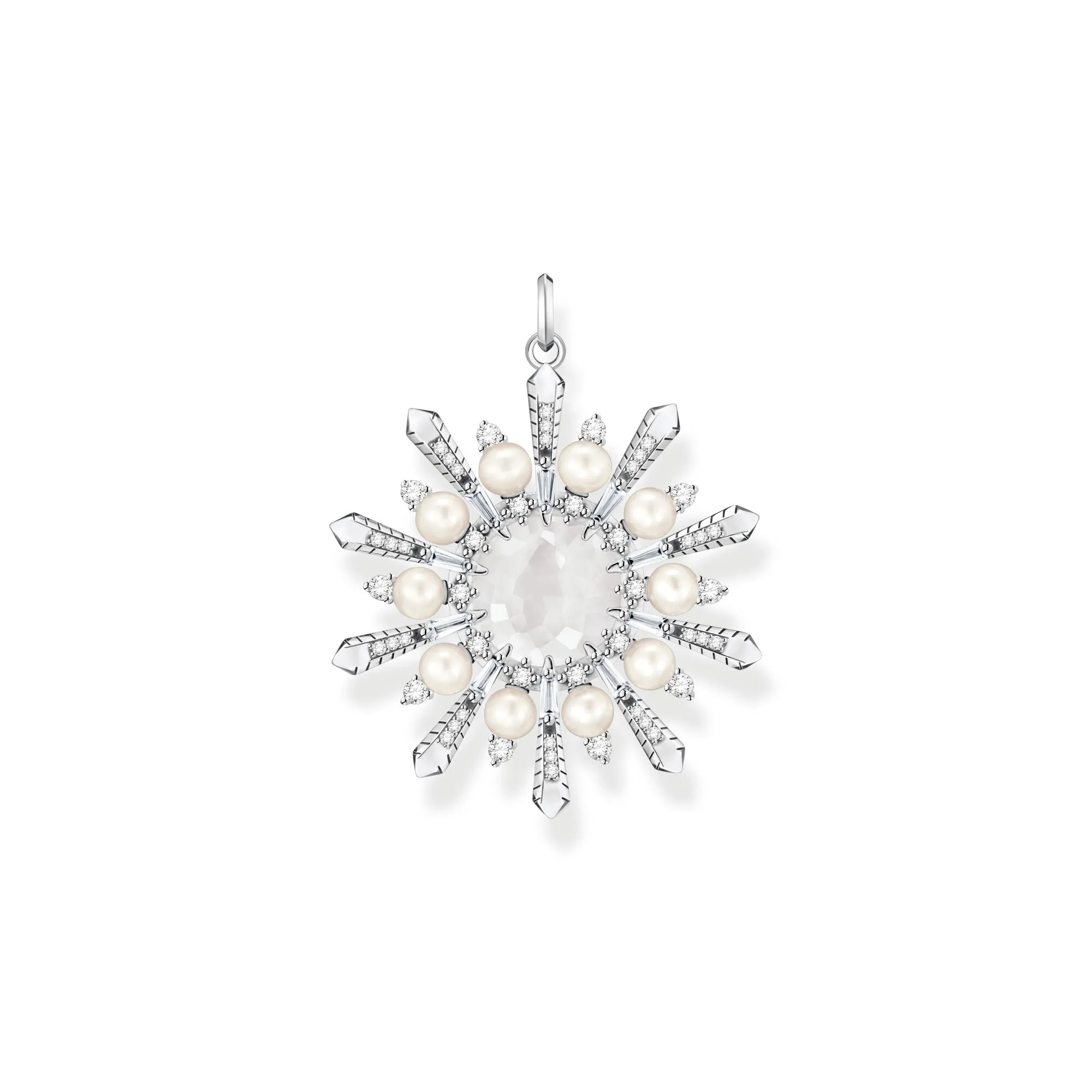 Thomas Sabo Damen Anhänger Schmuck Anhänger Milchquarz mit winterlichen Sonnenstrahlen Silber