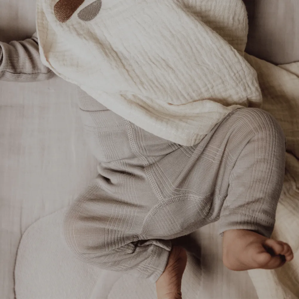 Zum Mond ☾ - Babyhose - Wolle & Seide - Nadelmuster - Taube