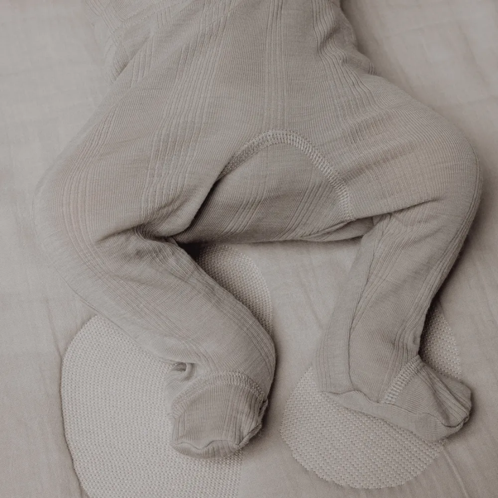 Zum Mond ☾ - Füßchen-Babyhose - Wolle & Seide - Nadelmuster - Taube