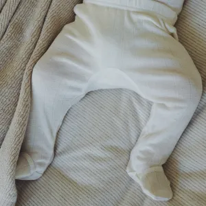 Zum Mond ☾ - Füßchenhose für Babys - Wolle & Seide - Pointelle