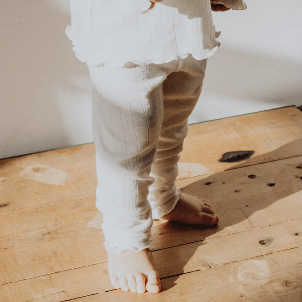 Zum Mond ☾ - Leggings - Gekräuselte Enden - Wolle & Seide - Pointelle