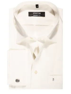 Köper-Doppelmanschetten-Hemd in Creme