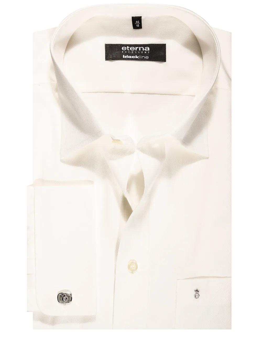 Köper-Doppelmanschetten-Hemd in Creme