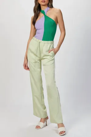 Zweifarbiger Träger-Bodysuit in Lila/Dunkelgrün