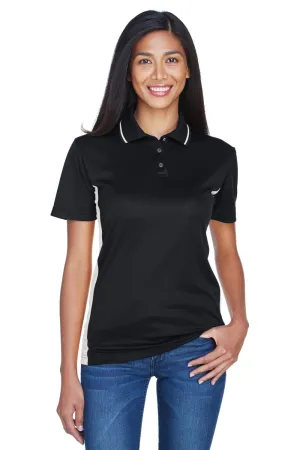 UltraClub Damen Cool & Dry Feuchtigkeitstransportierendes Kurzarm-Polohemd - Schwarz/Steingrau