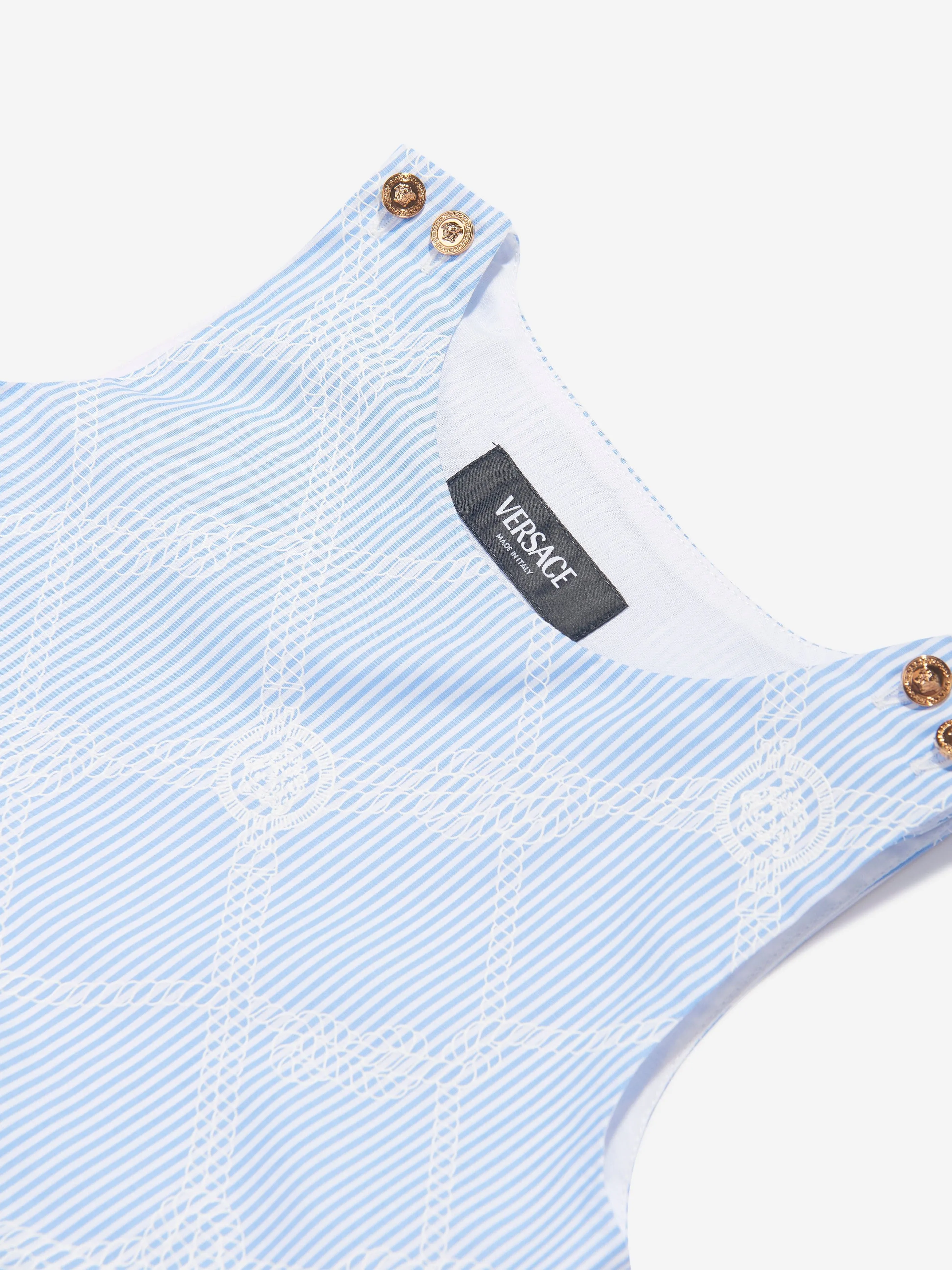 Versace Girls Kleid mit Logo-Print und Seil-Detail in Blau