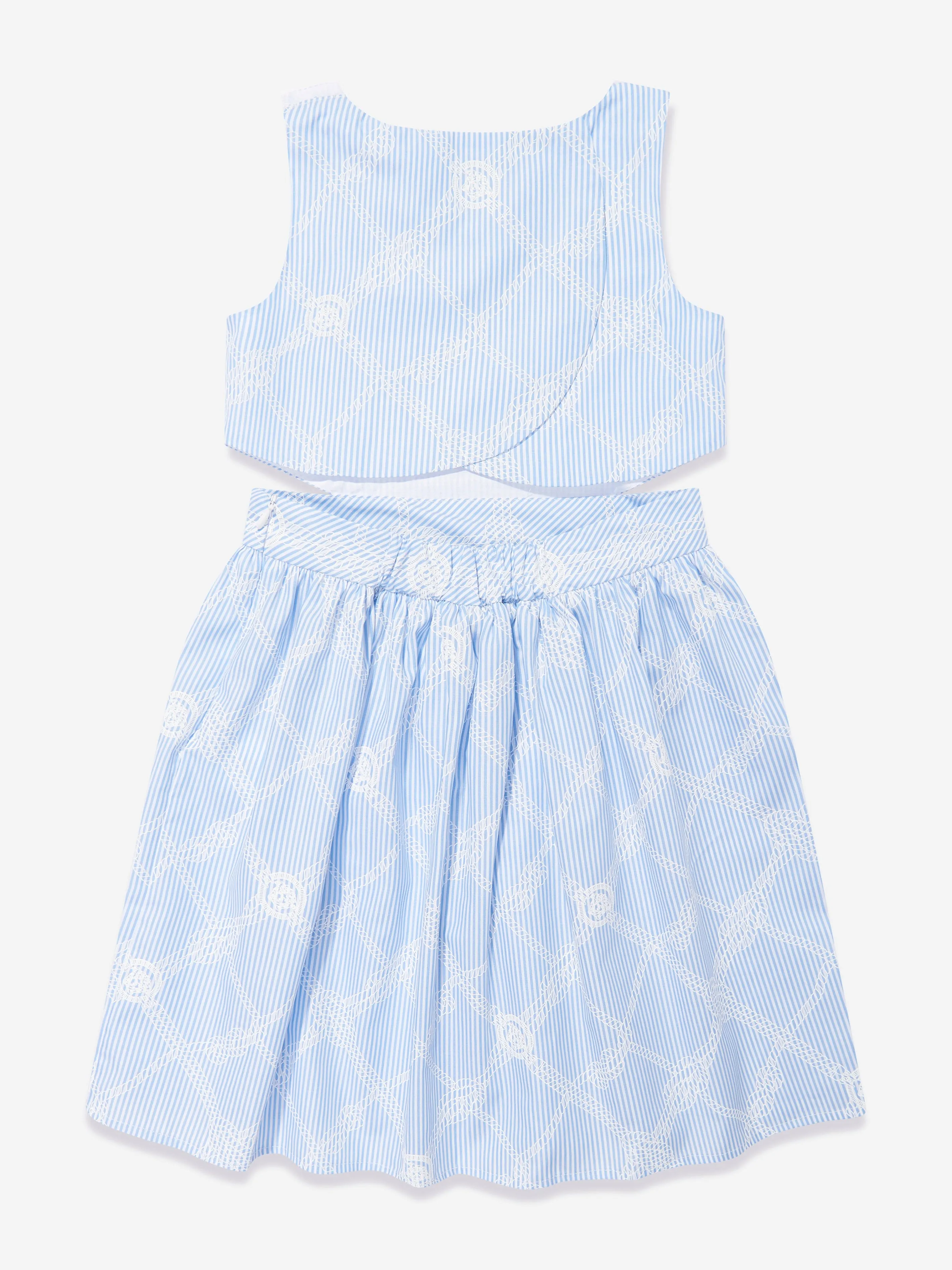 Versace Girls Kleid mit Logo-Print und Seil-Detail in Blau