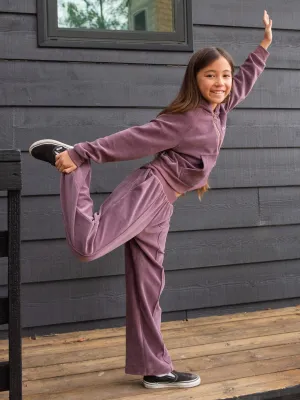 Volcom Girls Lived In Lounge Velour Elastische Bund Fleece Hose Acai Volcom