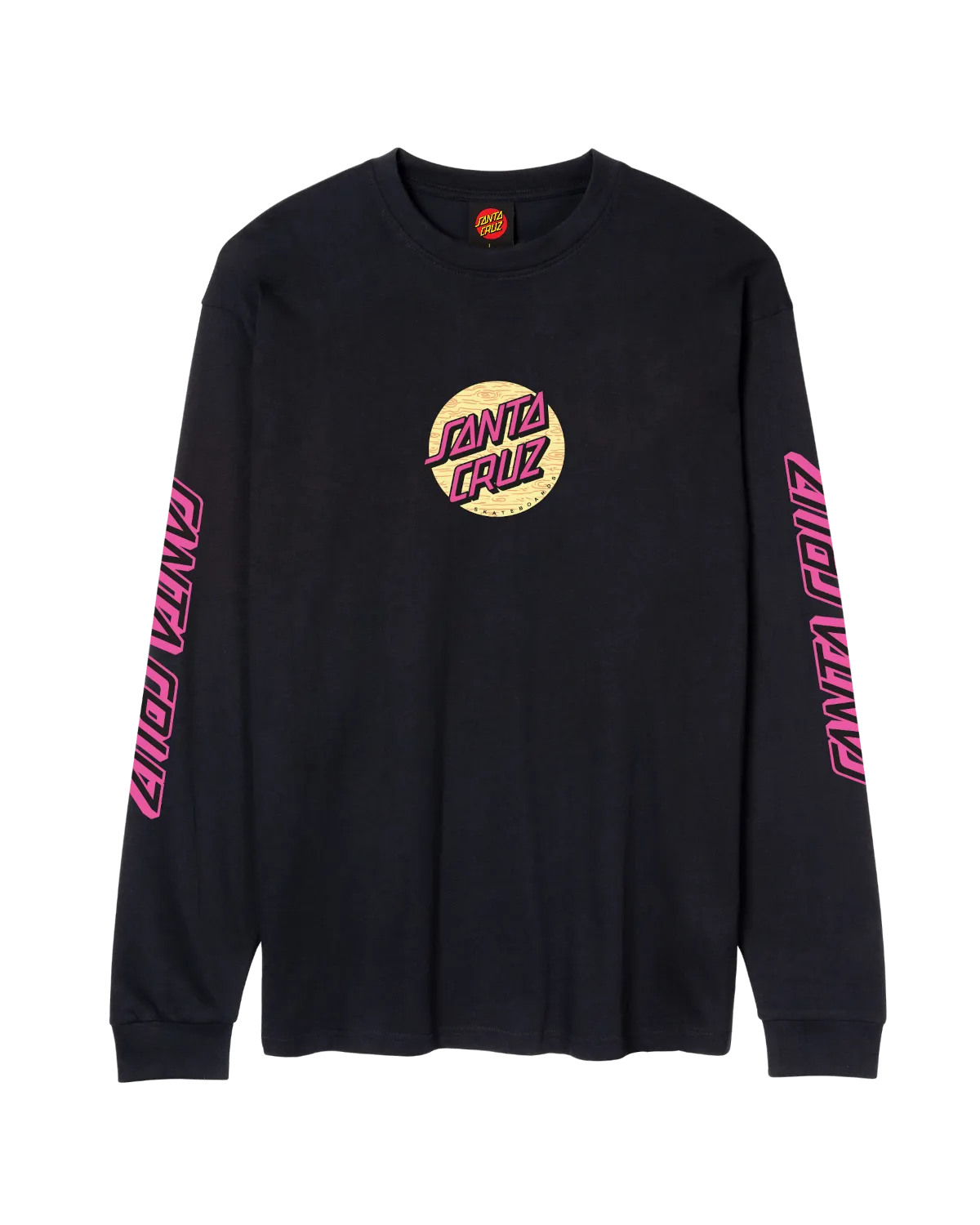 Wagon Dot Front Langarm T-Shirt in Schwarz