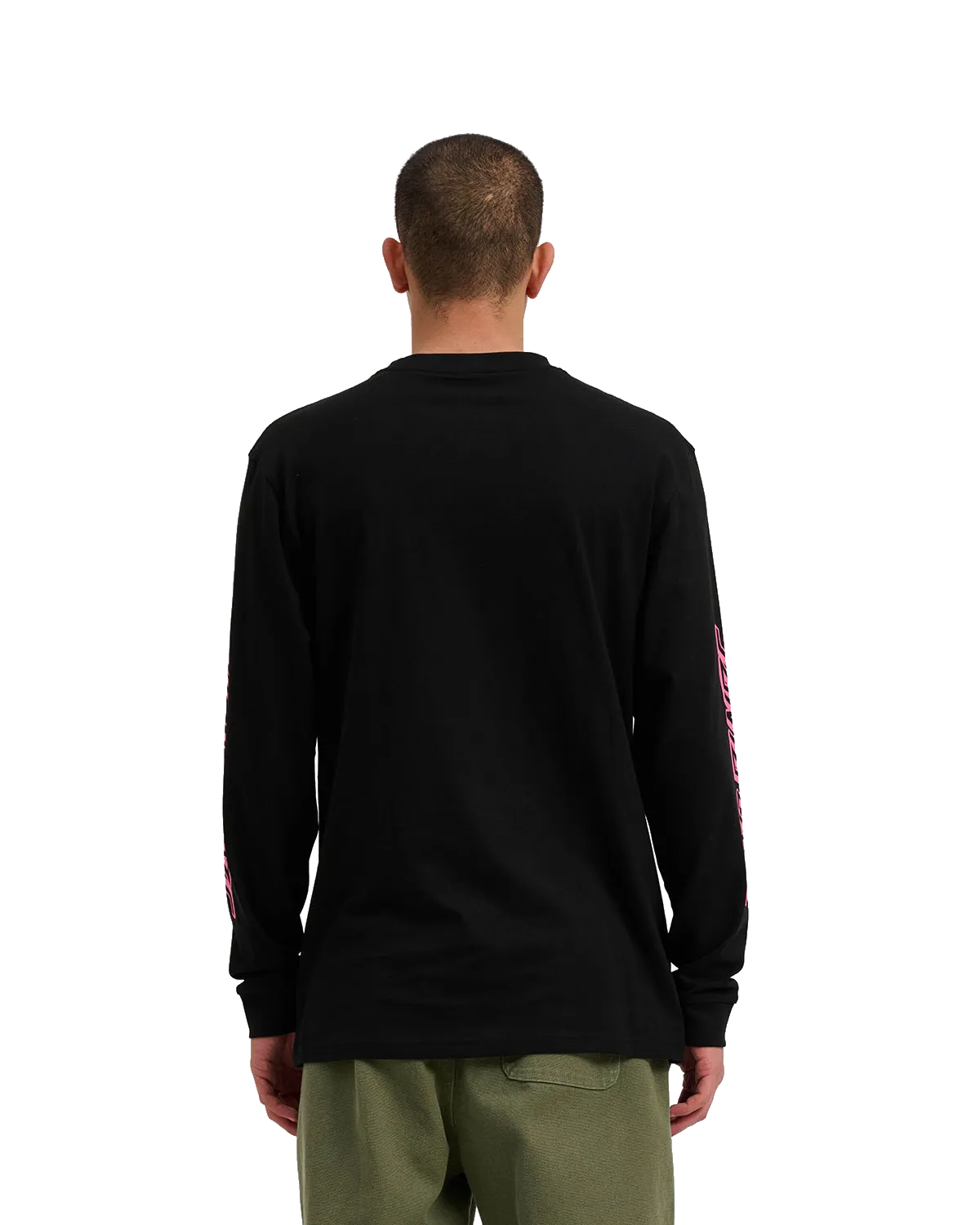 Wagon Dot Front Langarm T-Shirt in Schwarz