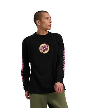 Wagon Dot Front Langarm T-Shirt in Schwarz