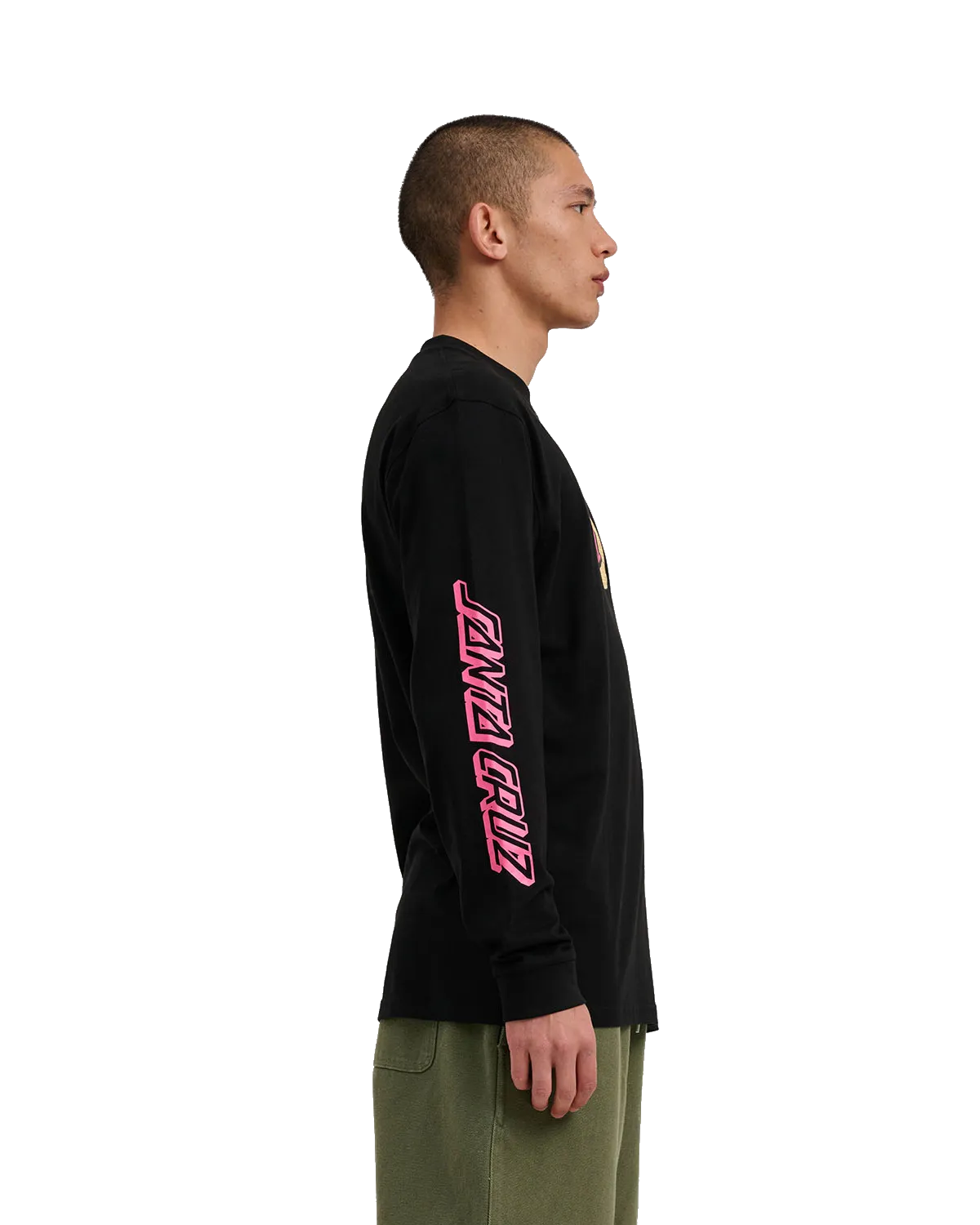 Wagon Dot Front Langarm T-Shirt in Schwarz