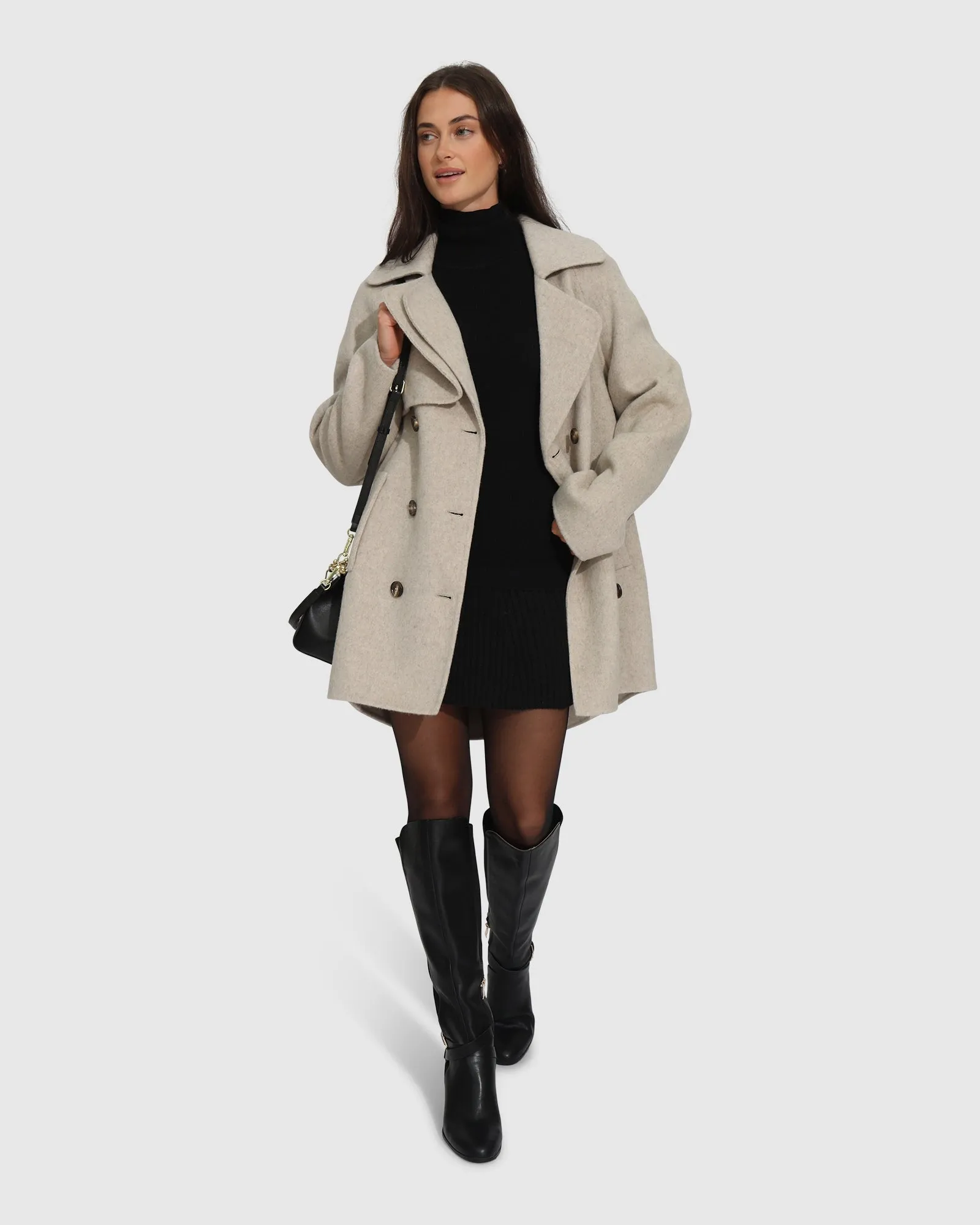 Wanna Be Loved Wollmischung Pelerine - Blasses Hafer