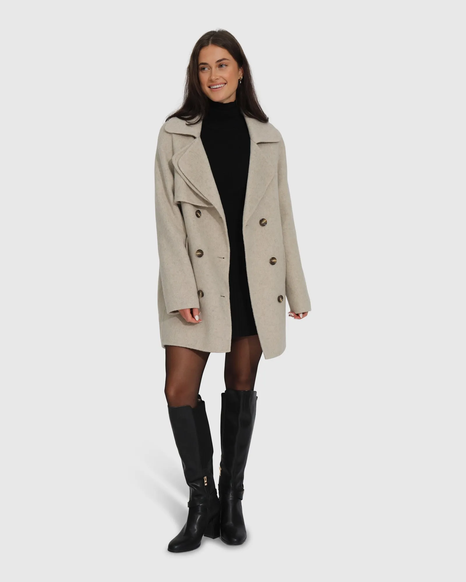 Wanna Be Loved Wollmischung Pelerine - Blasses Hafer