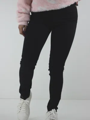 Damen Jeans, Einfarbig, Zerrissen, Schwarz