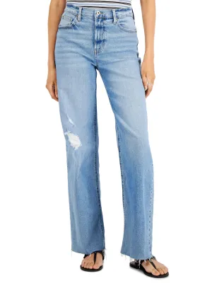 Zerrissene Waschjeans für Damen, Hellblau