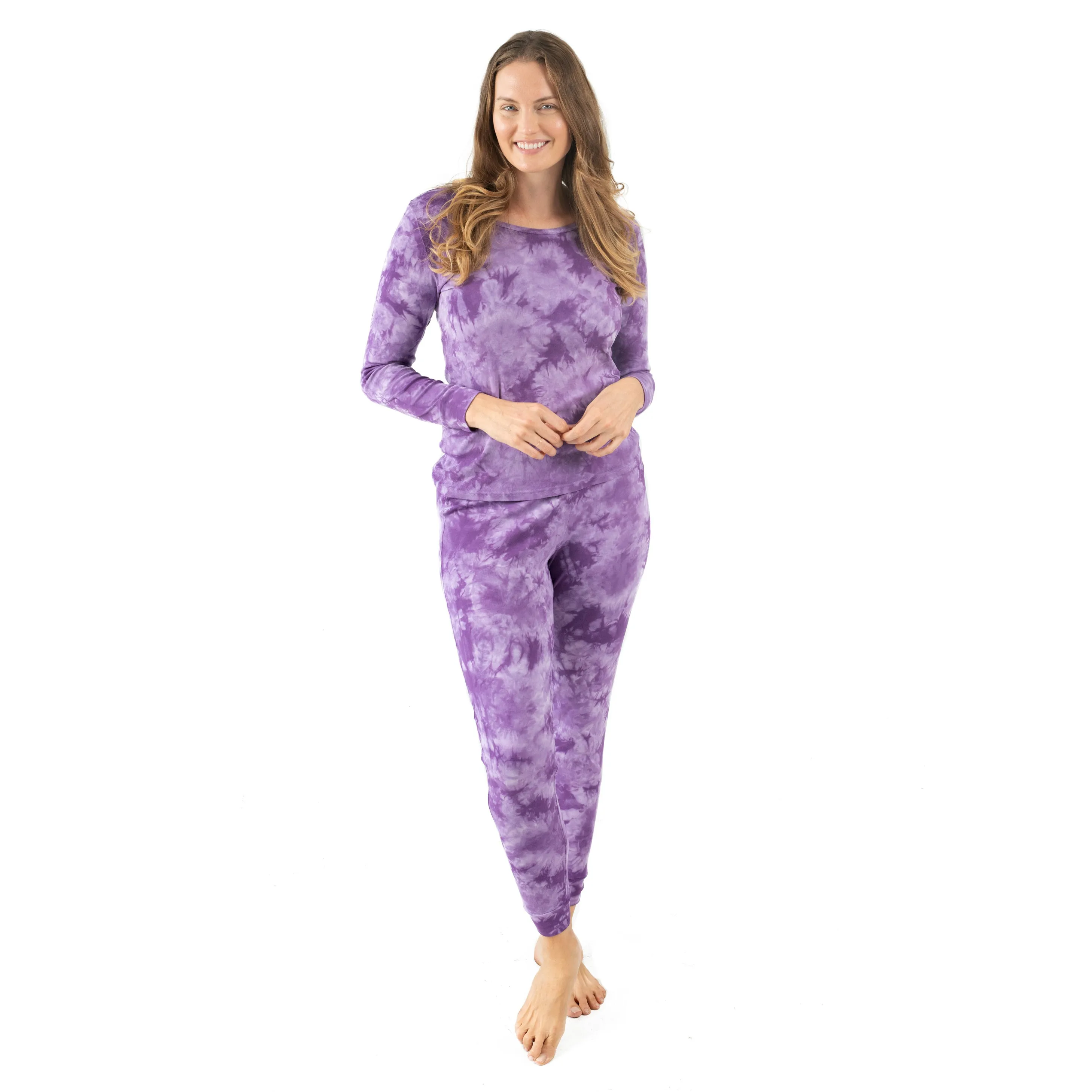 Damen-Zweiteiler Baumwoll-Pyjamas im Tie-Dye-Look