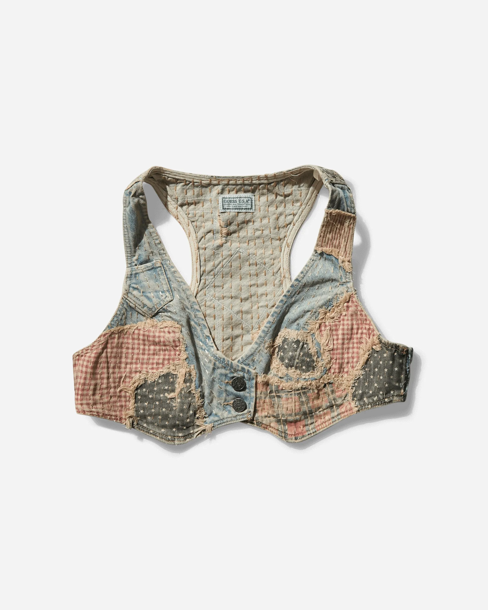 Damen Vintage Denim Top in Hellblau
