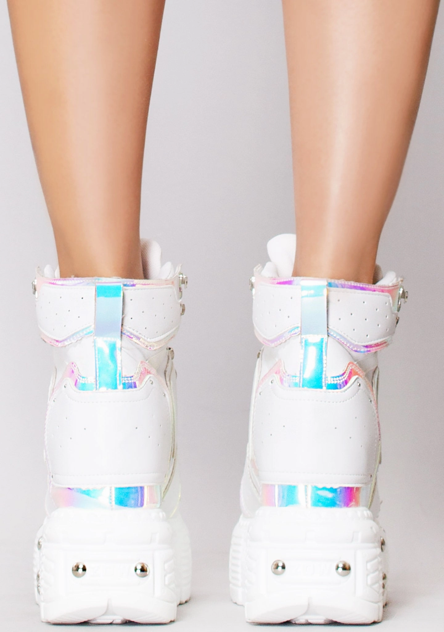 X LASR Exclusive Mangosteen 05 Digital Dream White Platform Wedge Sneakers