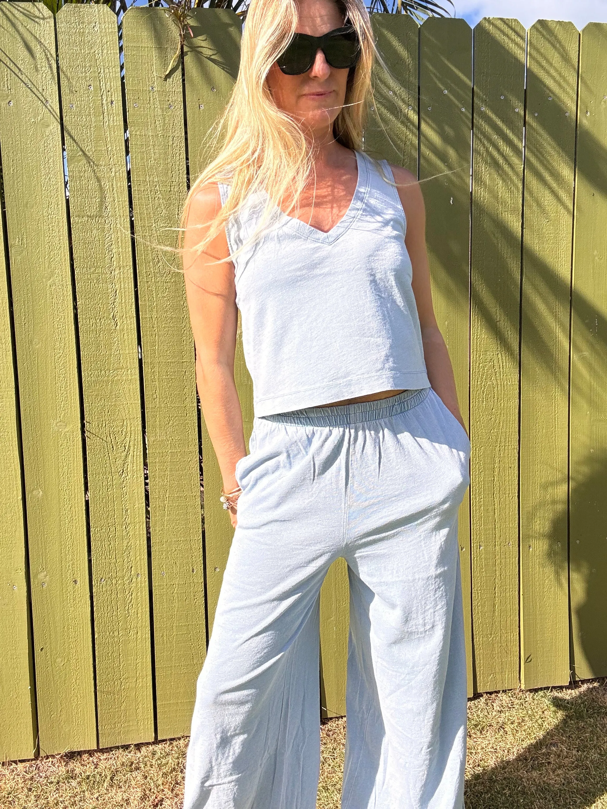 ZSUPPLY Sloane V-Ausschnitt Denim Top - Gewaschener Indigo